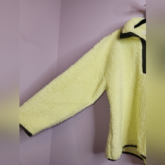 NWT LOU & GREY Cozy Up Sherpa Half Zip Jacket, Yellow Green, size L - Picture 2 of 14